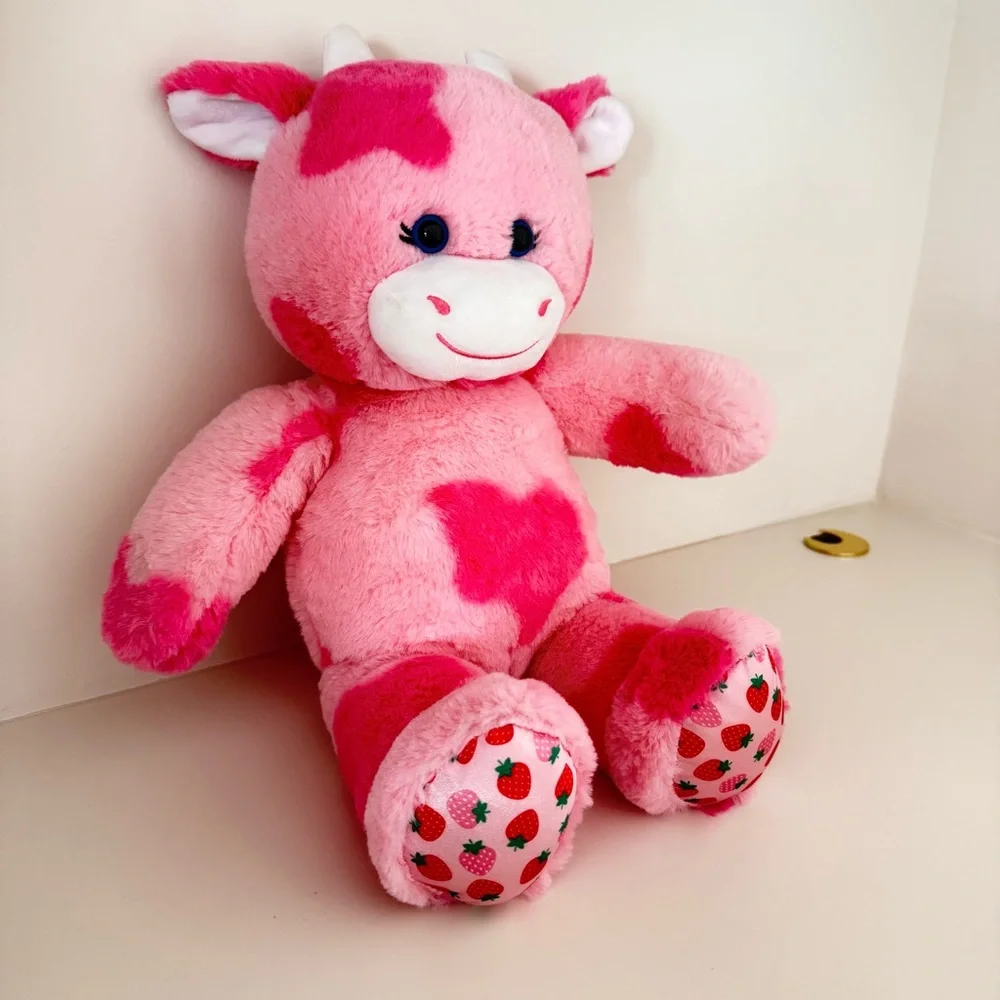 Build a Bear Strawberry Cow Pink Milkshake with Mooing Sound